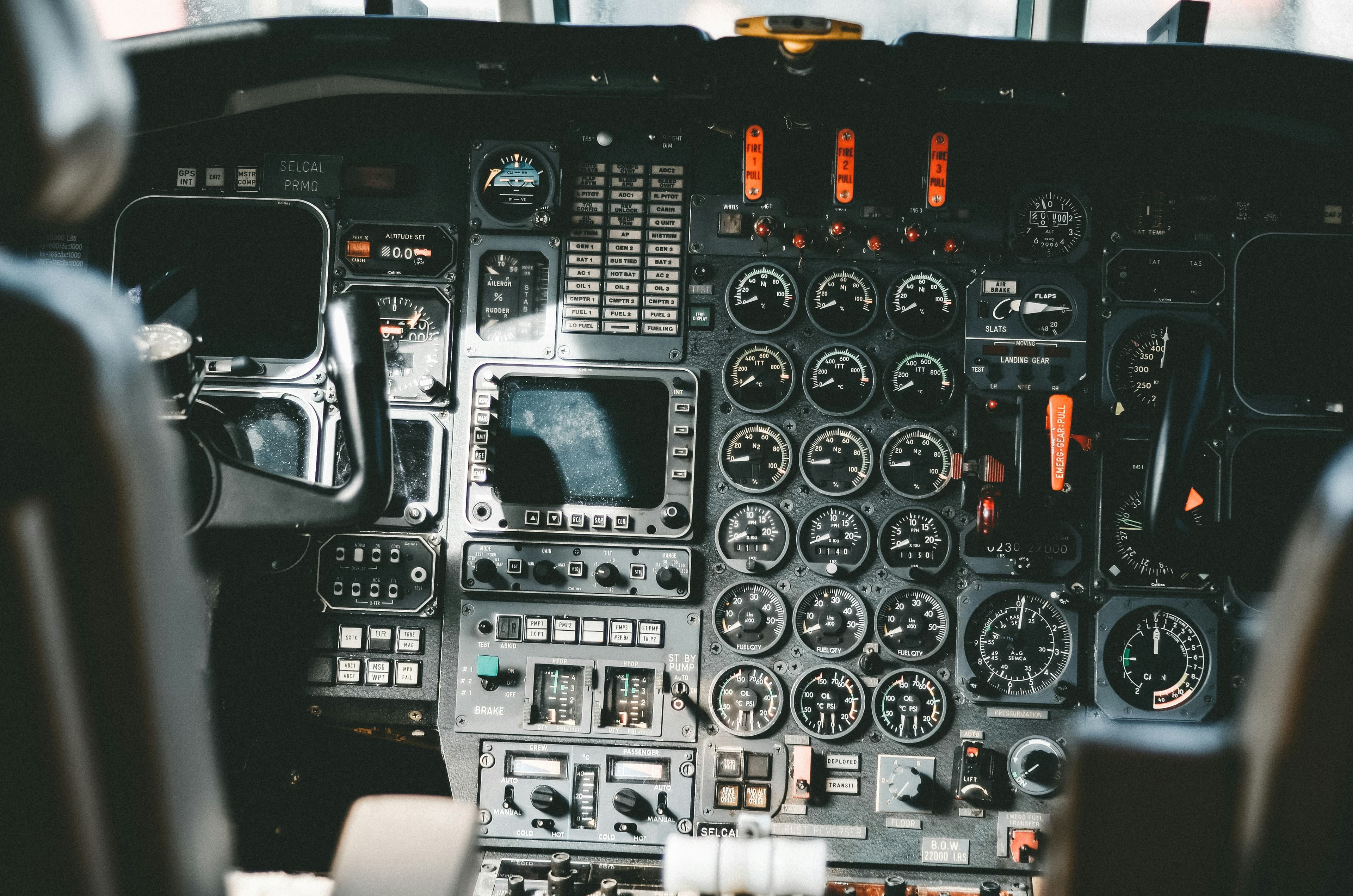 Cockpit instrument detail during preflight