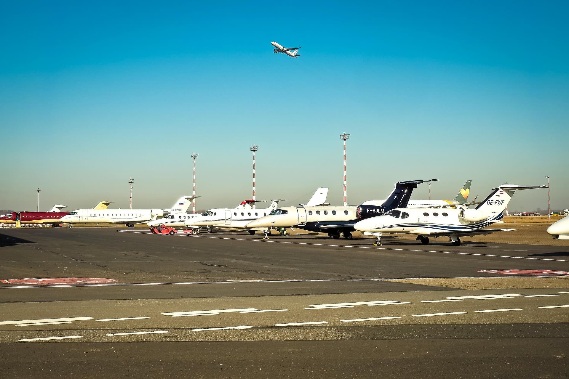 Business jet staged on the ramp for coordinated aircraft support