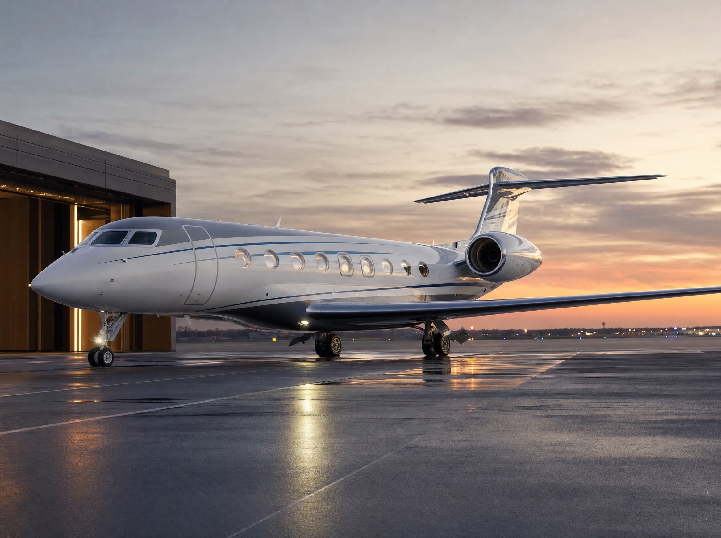 Gulfstream G650-style heavy jet representing AMG heavy aircraft support