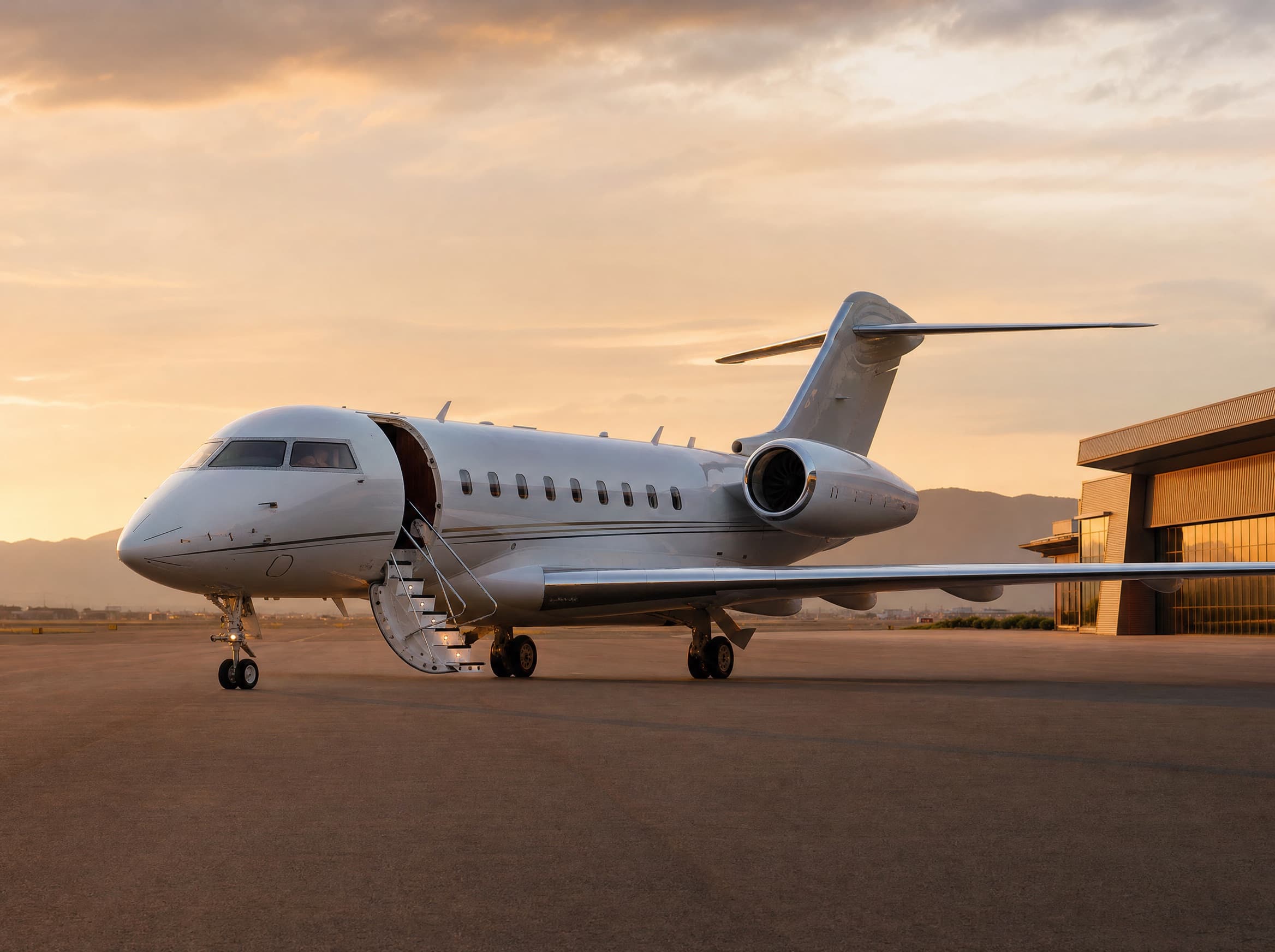 Challenger 650-style super midsize jet representing AMG super midsize aircraft support