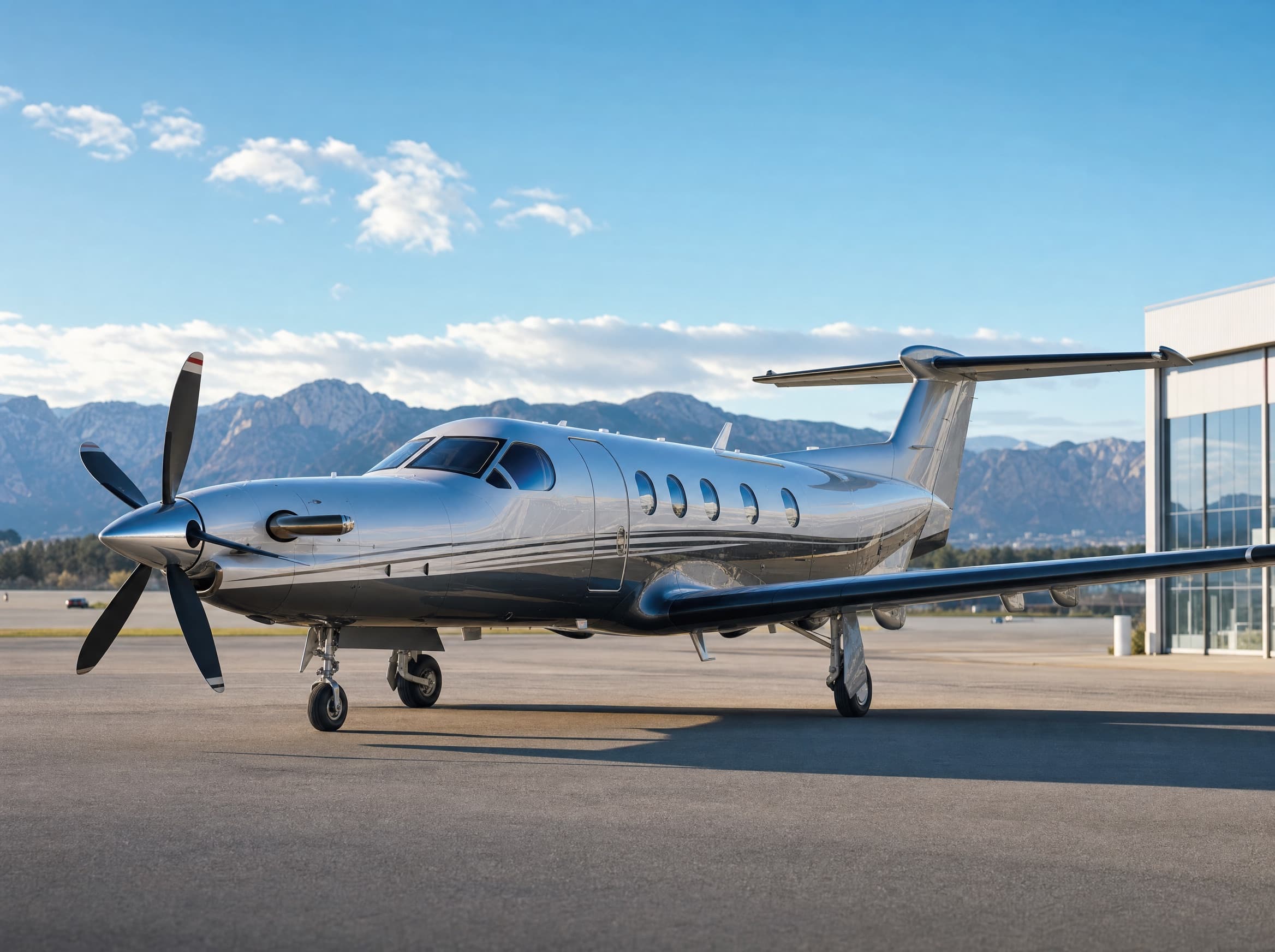 Pilatus PC-12-style turboprop aircraft representing AMG turboprop aircraft support